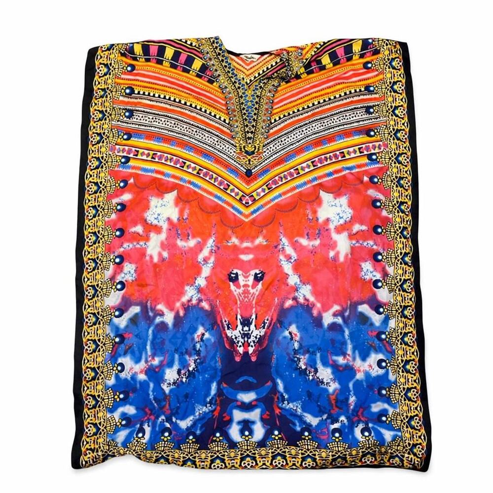 Winlar Vibrant Boho Caftan | Swim Cover Up | Bold Print Lounge Dress One Size